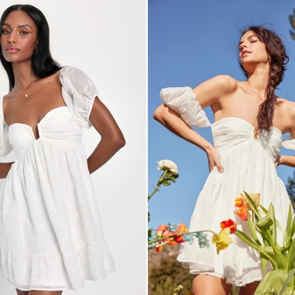 LULU's Bachelorette Engagement Bridal Shower Honeymoon Flowy Babydoll Mini Dress - Picture 5 of 6